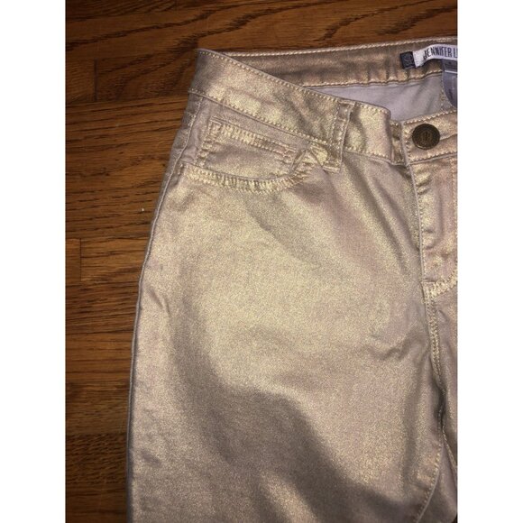Jennifer Lopez Metallic Gold Glitter Reflective Straight-Leg Pants Size 8 - Picture 5 of 16